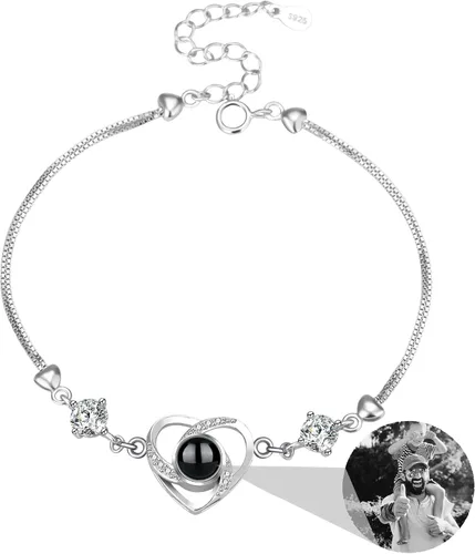 Miniatura 42 de Godchoices Pulsera de fotos personalizada, pulsera de proyección de fotos con imagen en el interior, collar con texto en inglés "I Love You