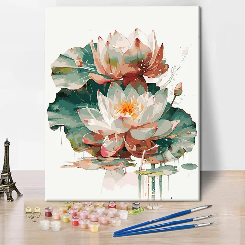 Miniatura 7 de Pintura por números Colorida de hongos y luna, pintura por números para adultos, pintura con pinceles, kits de pintura por números para adultos