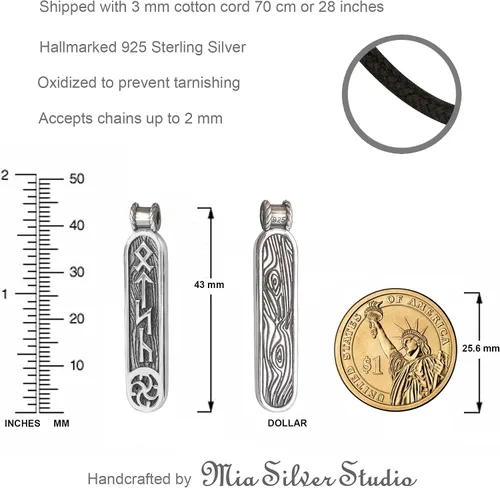 Miniatura 5 de Viking Rune Formula Pendant Necklace for Men Women - 925 Sterling Silver - Norse Nordic Celtic Jewelry - Runes Protection Amulet - Matching