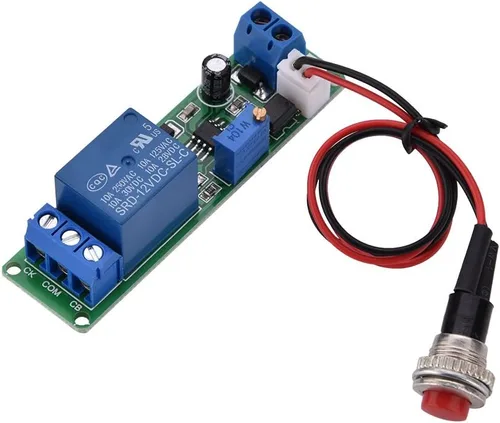 Miniatura 6 de 1 temporizador de 12 V CC e temporizador ajustable de apagado e interruptor de tiempo de relé de sincronización de 1 a 10 segundos 2.661 x 0.756 in