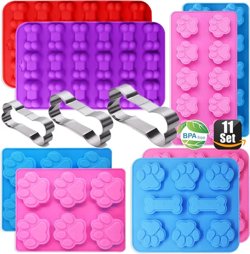 Miniatura 9 de Moldes de silicona para hielo con forma de pata de perro y hueso, moldes antiadherentes de silicona de grado alimenticio para chocolate, dulces
