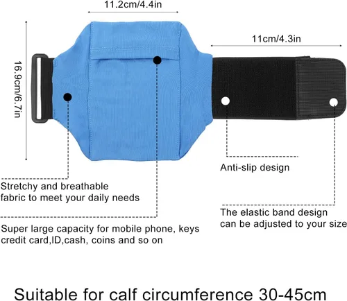 Miniatura 2 de Soporte para teléfono de pierna, correas para las piernas para teléfono celular, cartera para muslo, cartera para pantorrilla, bolsa de brazo Azul