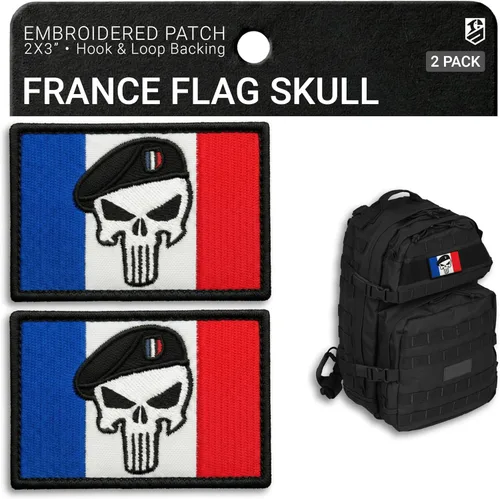 Miniatura 21 de 2 parches de calavera blanca bordados con cierre de gancho y bucle, parche táctico militar moral para mochila, chaleco a prueba de balas, arnés