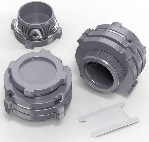 Miniatura 12 de TAISHER 4 piezas Adaptador de conector de tanque de mamparo de 3/4" blanco de ABS con tapones y junta para tanque de agua, barriles de lluvia