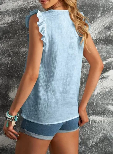 Miniatura 2 de Dokotoo Camisetas sin mangas con volantes y cuello en V para mujer 2023