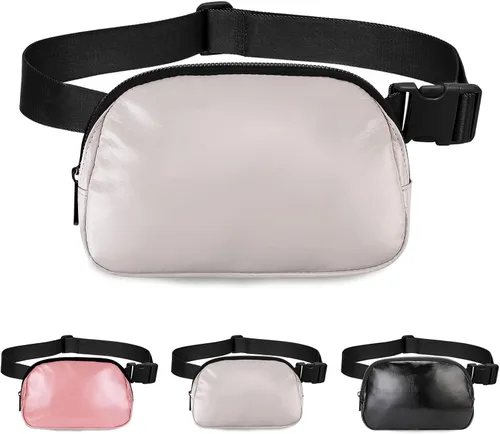 Miniatura 15 de Cangurera cruzada para mujer, mini bolsa para cinturón de 1 litro con correa ajustable de 32 a 51 pulgadas, bolsa de cintura pequeña para viajes