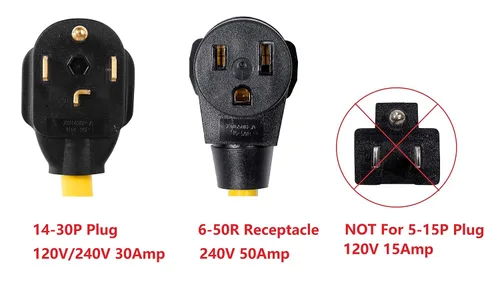 Miniatura 2 de ONETAK NEMA 14-30P a 6-50R 240V 30 Amp 4 clavijas macho enchufe a 50 amperios 3 clavijas hembra receptáculo generador soldador secador EV cargador