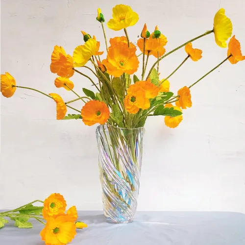 Miniatura 11 de Jarrón de cristal, elegante centro de mesa decorativo en espiral para el hogar, oficina, boda, elegante florero de vidrio soplado