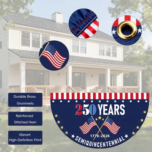 Miniatura 5 de [Juego de 2] Bandera de Estados Unidos de 250 aniversario, 2 unidades, bandera de jardín estadounidense, diseño de águila patriótica de doble cara