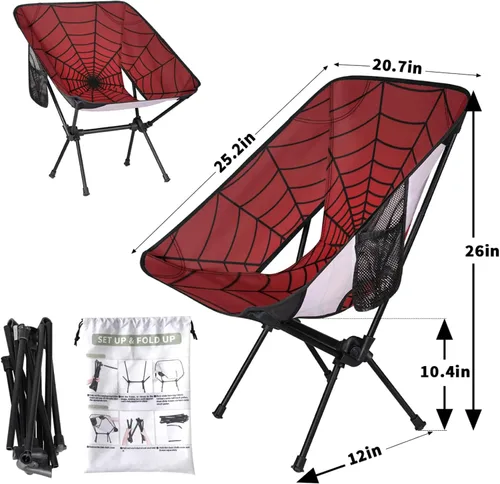 Miniatura 3 de Silla de camping portátil, sillas plegables para exteriores, silla ligera de tela roja, sillas de playa plegables al aire libre para adultos, pesca
