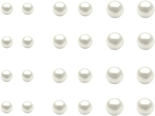 Miniatura 2 de 12 pares de aretes de perlas blancas y negras