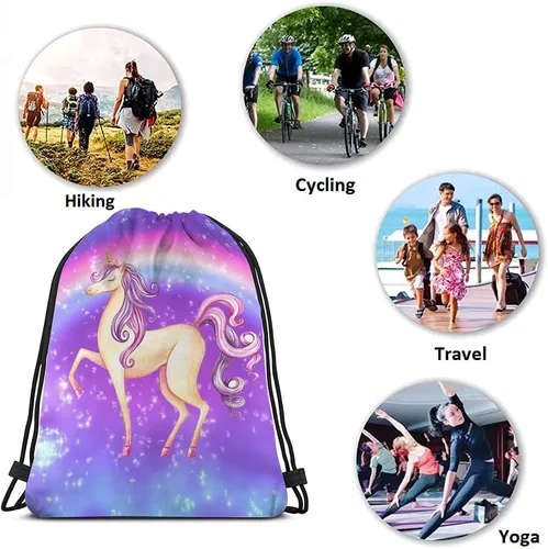 Miniatura 7 de Beabes Acuarela Unicornio Cordón Bolsas Mochila Gimnasio Saco, Multi-a66, Mochilas de viaje