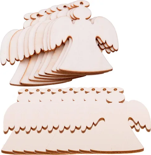 Paquete de 50 manualidades de madera para pintar árbol de Navidad de 3 pulgadas, adornos colgantes de madera sin terminar, decoración de Navidad,