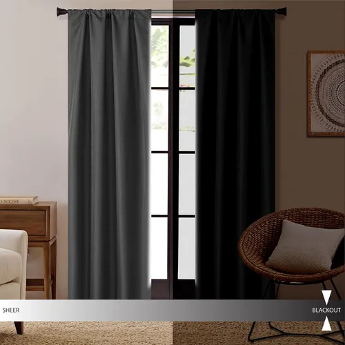 Miniatura 6 de Dearfoams Juego de 2 cortinas opacas de eficiencia energética, 37 x 63 pulgadas, color negro