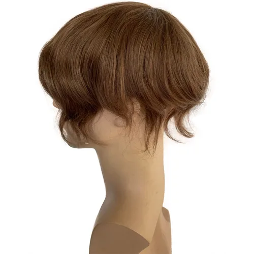 Miniatura 3 de Voloria Toupee para hombre ultra fina piel PU hombres postizo europeo virgen cabello humano reemplazo piezas 10x8inch 7 color marrón claro
