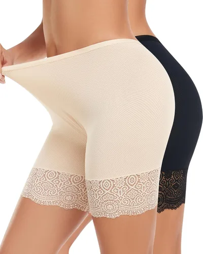 Miniatura 6 de Pantalones cortos refrescantes para mujer para debajo de los vestidos, pantalones cortos antirozaduras, nailon elástico en 4 direcciones, encaje que