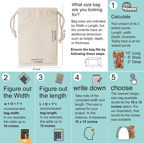 Miniatura 7 de 100 piezas bolsas de muselina de algodón premium de 2 x 3 pulgadas con doble cordón, bolsas reutilizables de algodón natural con cordón, bolsas