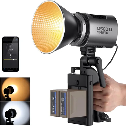 Miniatura 15 de NEEWER MS150B 130W Luz de vídeo LED bicolor, iluminación de fotografía portátil mini COB con control de aplicación, modo 2.4G, montaje Bowens