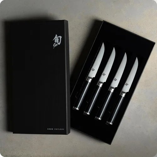 Miniatura 2 de Shun Juego clásico de cuchillos para carne de 4 piezas 4.75" Knives, Handcrafted Japanese Steak Knife Set, VG-MAX Core, Damascus Stainless Steel