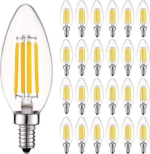 Miniatura 17 de LUXRITE Bombilla LED de candelabro vintage equivalente a 60 W, 550 lúmenes, 2700 K blanco cálido, bombillas LED de araña de 5 W, regulables, vidrio