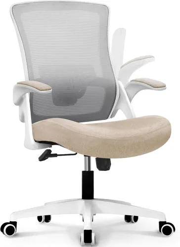 Miniatura 8 de NEO CHAIR Silla de escritorio para oficina y computadora de respaldo alto de malla, asiento para juegos ergonómico ajustable, cómodo, con Beige