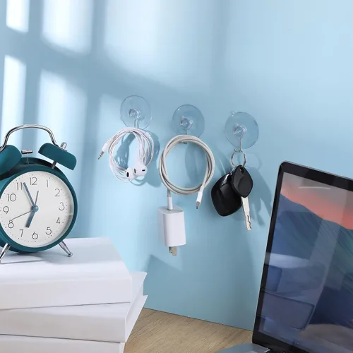 Miniatura 4 de Unittype 12 ganchos de pared con ventosa de PVC, reutilizables, transparentes, con ganchos de metal, prácticos suministros para colgar sin clavos