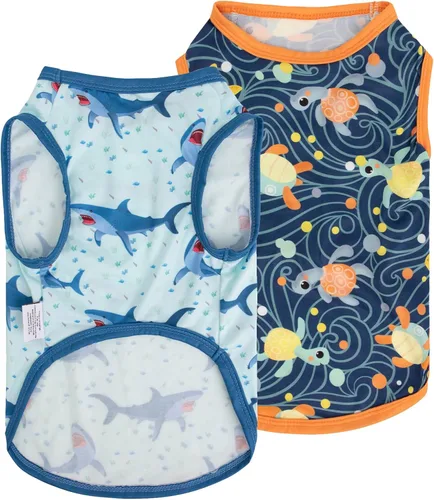 CuteBone Paquete de 2 camisas para perros, ropa suave para mascotas, chaleco de verano transpirable para cachorros pequeños y ropa elástica para