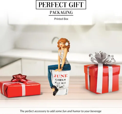 Miniatura 2 de Hiccup by H2Z "June Girls Have More Fun!" Vaso de chupito con figura de niña de 5-3/4 pulgadas