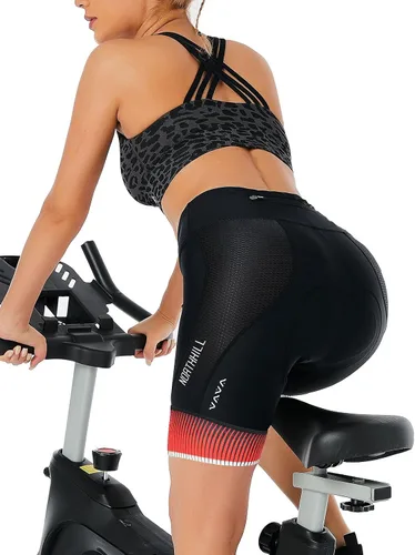 Miniatura 3 de NORTHHILL Pantalones cortos de ciclismo acolchados para mujer, pantalones cortos de ciclismo de cintura alta con forro 4D acolchado de gel Spin