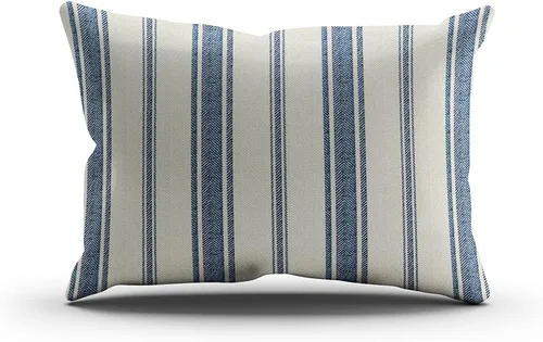 Miniatura 6 de Skully Caliente lumbar azul marino amarillo y gris rayas cremallera oculta hogar decorativo rectángulo tiro almohada funda cojín funda de almohada
