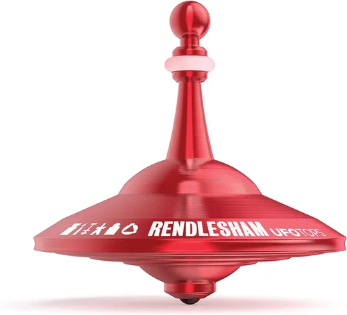 UFO Tops Rendlesham - Trompo de metal giratorio - Inspirado en el avistamiento OVNI documentado de 1980 en Rendlesham, Inglaterra (Color: Rojo