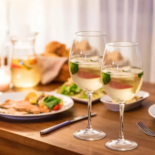 Miniatura 4 de Juego de 2 copas de vino Haoxishui, juego de 10 onzas de copas de vino de tallo largo para vino tinto y vino blanco, regalo de Navidad, regalo