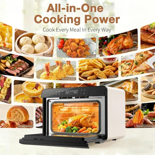 Miniatura 7 de ROBAM Horno combinado con freidora de aire tostadora, horno de vapor de encimera 14 en 1 con convección de vapor para asar y hornear, cocción Blanco