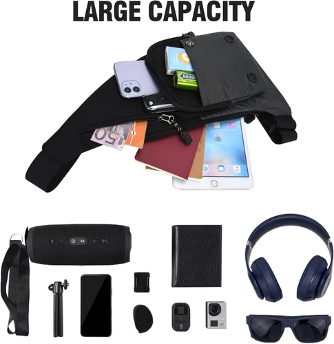 Miniatura 5 de Peicees Bolso bandolera para hombres y mujeres, mochila con correa y bolsillos, bolsa de pecho para correr, senderismo, camping, ejercicio al aire