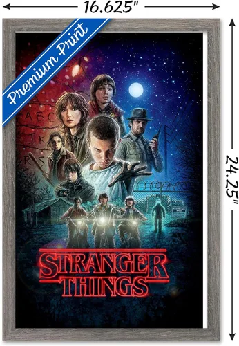 Miniatura 3 de Trends International Netflix Stranger Things - Póster de pared de una hoja, 14.725 x 22.375 pulgadas, versión enmarcada de madera de granero