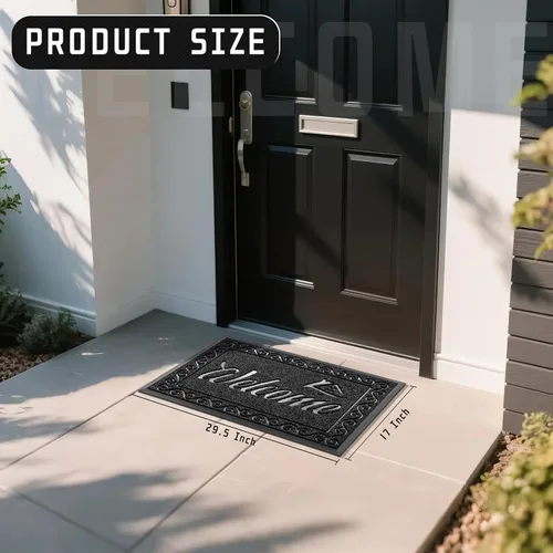 Miniatura 3 de Yimobra Tapete de Bienvenida, Tapetes de Puerta Resistentes y Duraderos para Entrada del Hogar Exterior Interior, Felpudo Delantero para Patio Negro
