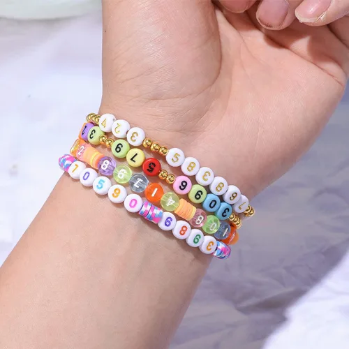 Miniatura 4 de 700 cuentas redondas de acrílico árabe de 0 a 9 números de cada color, 100 cuentas para manualidades con agujeros para pulseras, fabricación