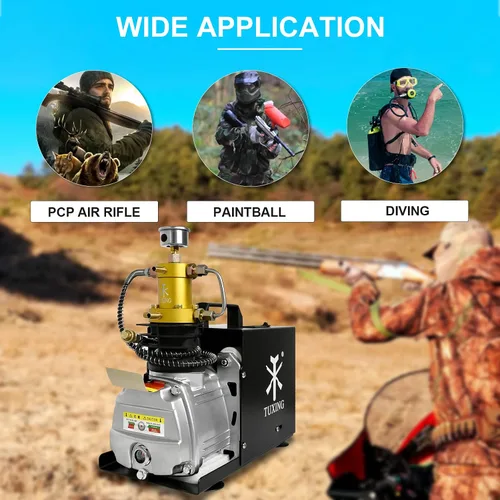 Miniatura 2 de TUXING Compresor de aire Pcp, compresor de buceo de 4500 psi/30 MPa/300 bar, compresor eléctrico de apagado manual con sistema de refrigeración dual