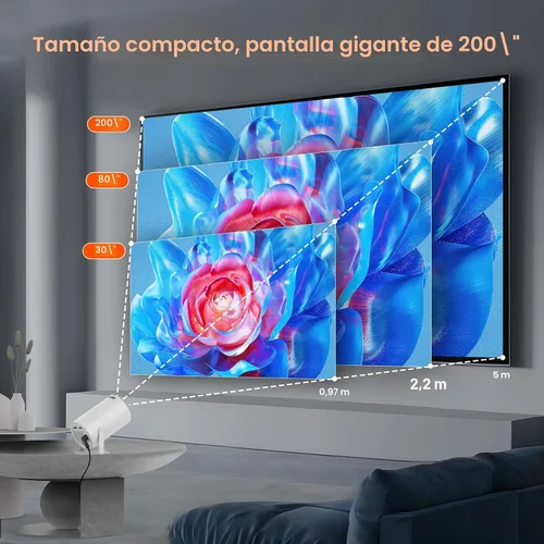 Miniatura 7 de WISHOLY Mini proyector con WiFi y Bluetooth, proyector de películas portátil con rotación de 180°, compatible con 1080P HD, corrección vertical