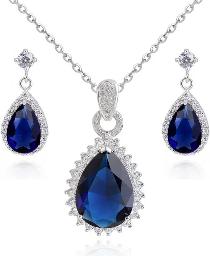 Crystalline Azuria Jewelry Sets for Women Wedding Jewelry Sets Bridal Jewelry Set with Necklace and Earring for Bride Cubic Zirconia Bridesmaid