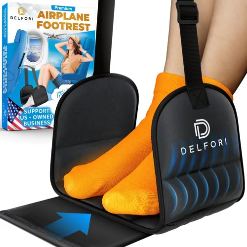 Reposapiés portátil para avión para viajes en avión - Cómoda hamaca para pies con espuma viscoelástica y tablero rígido para evitar que los pies se