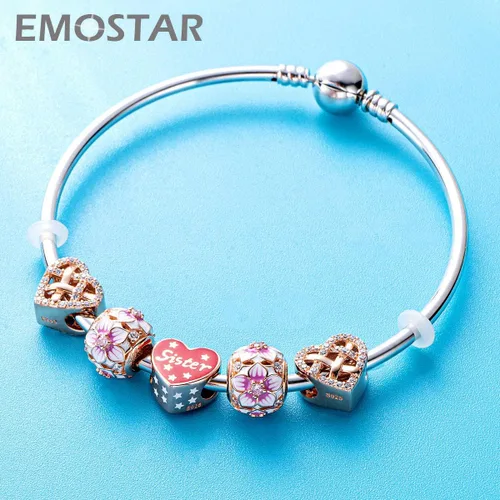 Miniatura 4 de EMOSTAR Dijes temáticos para el día de la madre, plata de ley, madre, padre, hija, hijo, nana, esposa, marido, madrina, corona de mamá, cuentas