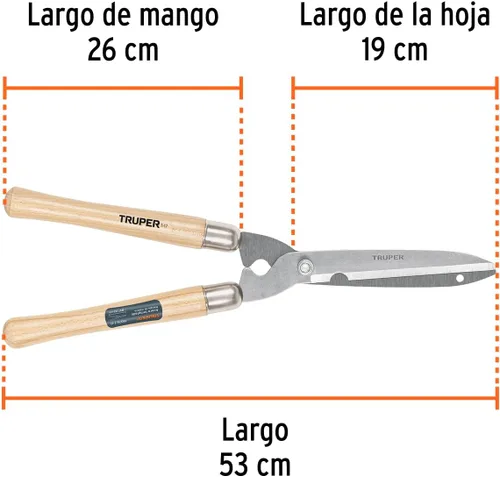 Miniatura 5 de Truper Tijeras de setos de precisión de 10 pulgadas (modelo 31460 / T-17) Professional Manual Bush Trimmer, Contoured Ash Wood Handles with
