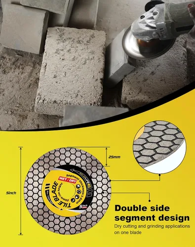 Miniatura 4 de Hoja de azulejos de 5" de grano fino para porcelana con diamante, hoja de corte y molienda para granito, mármol y azulejos de porcelana