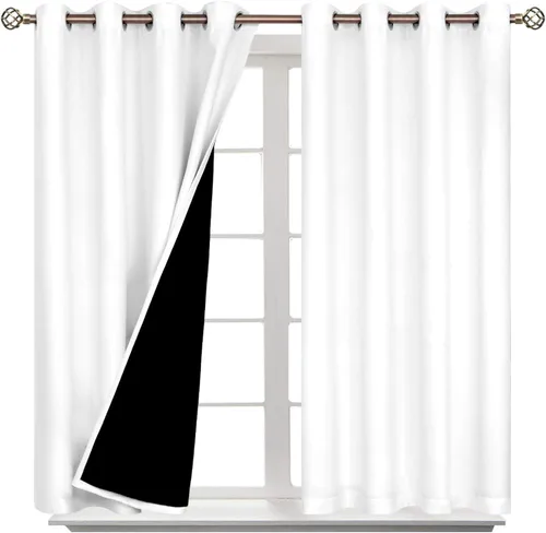 Miniatura 8 de BGment - Cortinas con aislamiento térmico para habitación, 100 % opacas, con forro negro, cortina de doble capa con ojales, reduce el ruido