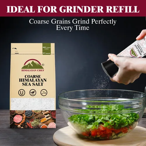 Miniatura 4 de Himalayan Chef Sal marina, granos gruesos, bolsa resellable de 48 onzas – Sal totalmente natural y cosechada a mano sin refinar, sin gluten, sal