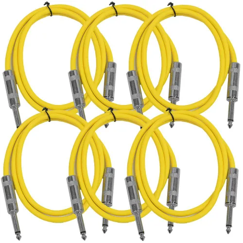 Miniatura 24 de Seismic Audio Cables de guitarra para altavoces, cables de guitarra TS de ¼ pulgadas, 3 pies, multicolor, paquete de 6 Color múltiple
