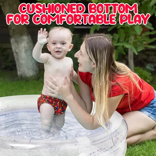 Miniatura 4 de ArtCreativity Piscina inflable brillante para niños de 34 x 10 pulgadas, 3 niveles, piscina inflable transparente con purpurina plateada, fácil