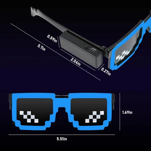 Miniatura 6 de YouRfocus Gafas de sol inalámbricas con luz LED, para fiestas que brillan en la oscuridad, gafas de neón para fiestas rave, EDM, Halloween (rosa)