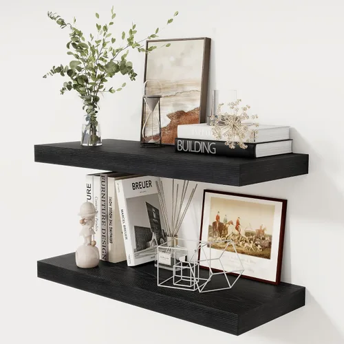 Miniatura 57 de Fun Memories - Estante flotante de 12 pulgadas, estantes de pared de madera rústica para decoración de pared y almacenamiento, estante flotante